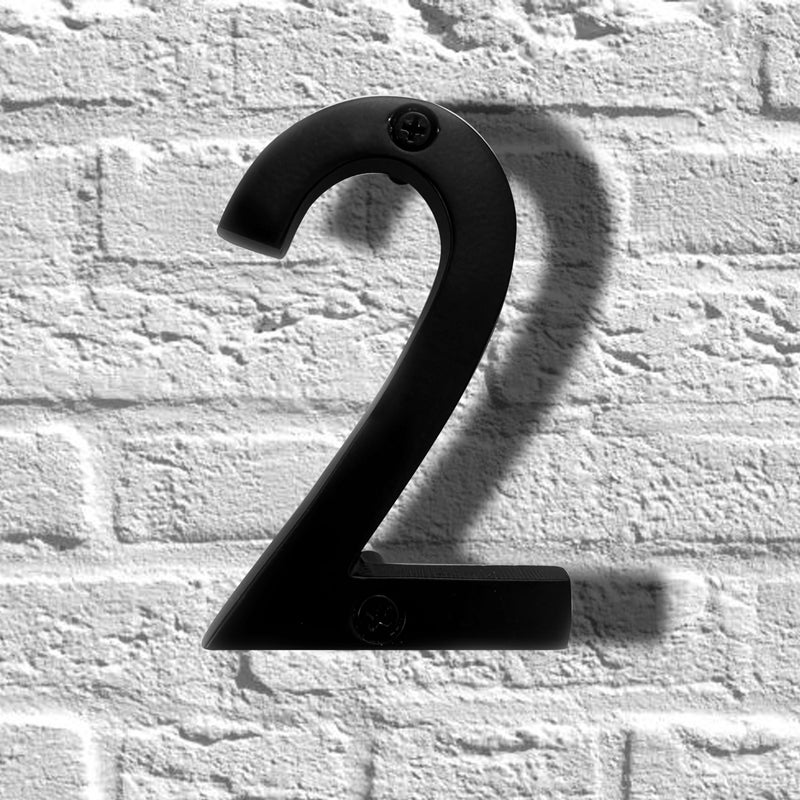 NACH Floating House Numbers, 4 inch Aluminum Black House Numbers for Outside - Number 2, Door Numbers with Mounting Hardware - Image 2